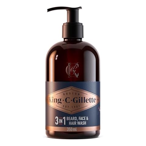King C. Gillette Beard Wash, Mens Face Wash, 11 oz, Infused with Argan Oil and Avocado Oil to Cleanse Hair and Skin Cover