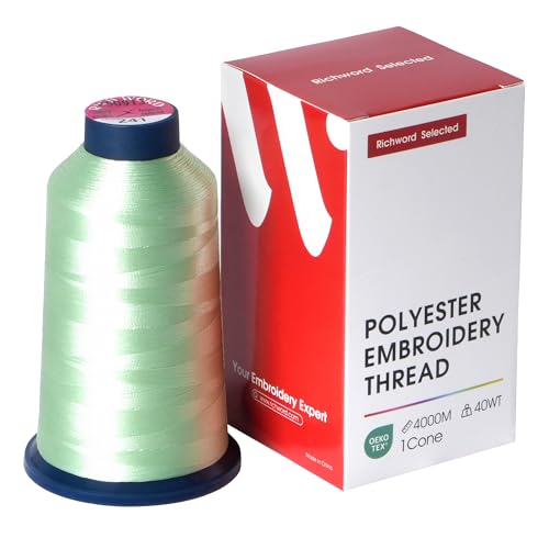 Image of Poolin Polyester Machine Embroidery Thread 4000M 40WT Pale Mint Green 0241 | Smooth Feeding with Stable Tension for Clean, Consistent Stitching on Home and Commercial Embroidery Machines