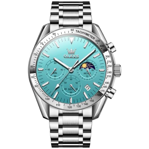Image of OLEVS Mens Watches Luxury Diamond Calendar Stainless Steel Male Watches Business Dress Waterproof Luminous Fashion Watch for Men