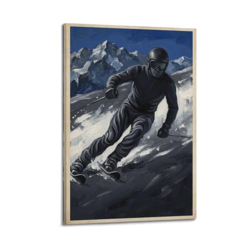 Toile ski alpin rétro OKAHYS cadeau idéal pour passionné de montagne et chambre d'enfant