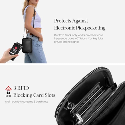 Image of befen Genuine Leather Crossbody Cell Phone Purse for Women, Small Zip Around RFID Blocking Crossbody Wallet Bags