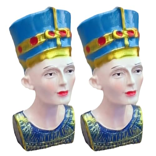 Image of OFFIGAM 2pcs Ancient Egyptian Queen Bust Figurines Resin Statue for Home Decorations and Birthday, Sand Table and Micro Scene Decoration Delicate Antique Style Design
