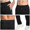 ZOXOZ Mens Tracksuit Bottoms Open Hem Trousers Mens Joggers Slim Fit Cotton Jogging Bottoms Elasticated Waist Zip Pockets Black XXL #1