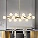 Produktbild Modern Sputnik Pendelleuchte Glas Kronleuchter Molekül Hängeleuchte Brass Metall Pendellampe Gold Rund Hängelampe Für Esszimmer Zimmer Wohnzimmer Küche Restaurant Schlafzimmer Lüster Esstischlampe