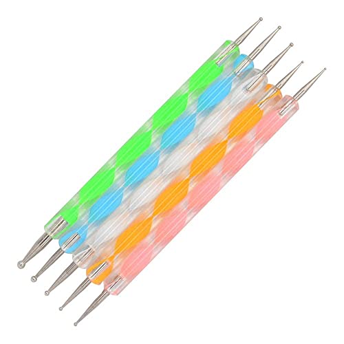 Image of Hueart 5 Pcs Nail Art Dotting Marbleizing Tool Mandala Dotting Tools Nail Art Dotting Embossing Tools Pattern Tracing Dotting Tools for Nails, Dot Painting Tools Stylus Dotting Tools