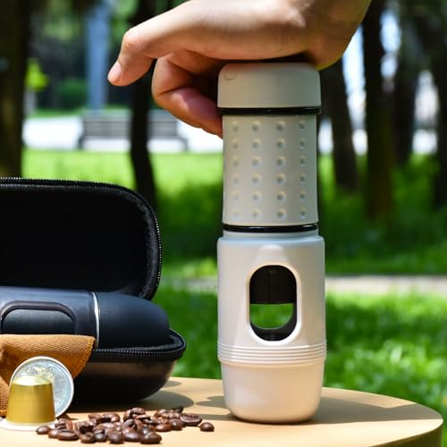 Image of STARESSO TRAVEL Coffee Maker, Mini Portable Espresso Maker, 2IN1 Extra Small Manual Espresso Machine Compatible with NS Capsules and Ground Coffee,Travel Gadgets Perfect for Travel Camping Hiking