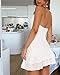 Vacation Dresses for Women Summer 2026 Sexy Halter V Neck Backless Hollow Out Ruffle Bodycon Cocktail Party Cute Mini Dress White M