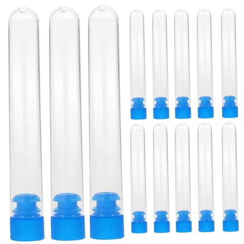 50pcs Test Tube Clear Container with Lid Lab Vials Chemistry Experiment Equipment Bar Drinks Tube Tubes with Stoppers Storage Containers Sample Tubes Teaching Tool White Plastic OUNONA