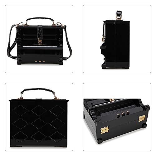 Piano Shaped Purse Handbag Women Crossbody Shoulder Bag Acrylic Unique Novelty Box Shaped Piano Purse Top Handle Clutch Bag 5