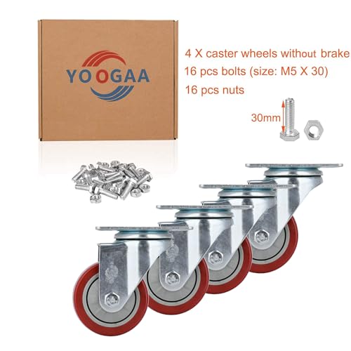 Yoogaa YOOGAA***RWS3021 3 Inch Heavy Duty Casters Capacity 1000Lbs Bearing Caster Wheels Without Brake Swivel Casters thumb #6