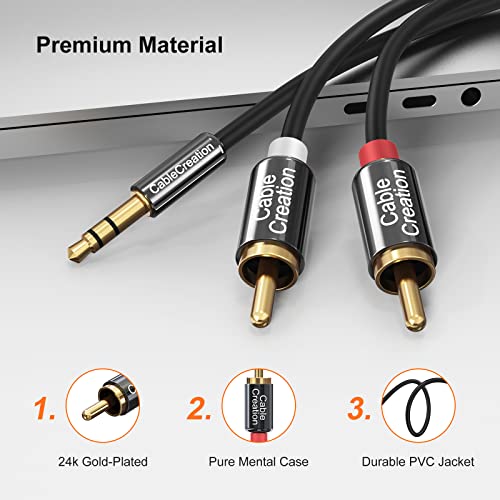 Cablecreation 3.5Mm To Rca Cable 1.6Ft Short, 3.5Mm Male To 2Rca Male Stereo Y Splitter Rca Cord Compatible With Echo Dot, Smartphone, Mp3, Tablet, Stereo Receiver, Car, Speaker, Hdtv Ect, 0.48M #TOP1