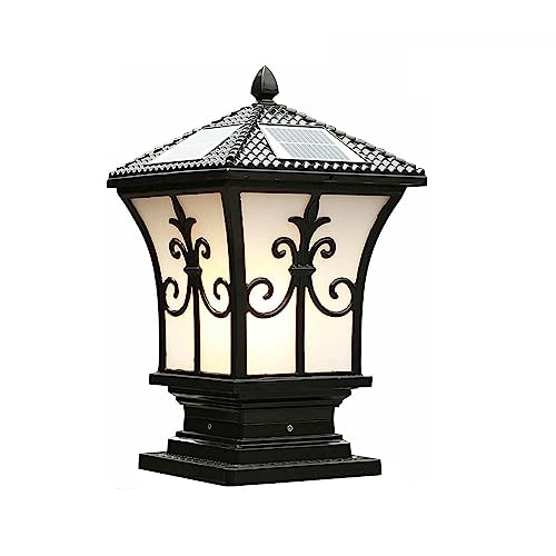 Farol Pie Sobremuro Exterior Lámpara de poste solar for exterior Lámpara de Pilar LED de Aluminio Clásica Jardín Paisaje Decoración Columna Faros for Césped Patio Porche Patio Calzada Calle Linterna