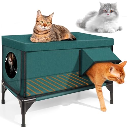 Maison de chat chauffée pour l'extérieur abri imperméable et résistant taille L