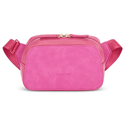 Expatrié Umhängetasche Damen Rosa - Fleur - Elegante Crossbody Bag aus PU Leder - Kleine Handtasche zum Ausgehen Feiern Freizeit - One Size