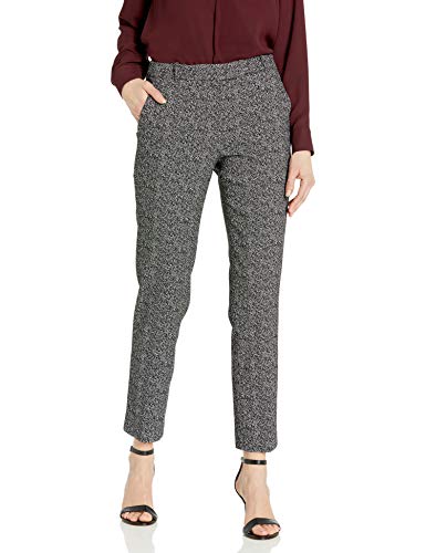 Tahari ASL Women's Jaquard Side Seam Ankle Pant, Black White 2 Tone