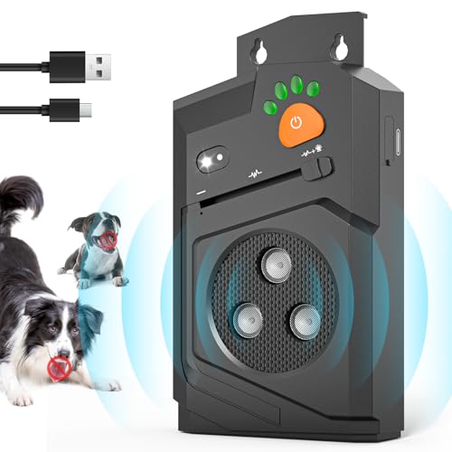 2025 Upgraded Dog Bark Deterrent Devices – Ultrasonic Anti Barking Device for Dogs with 3 Modes, 50Ft Range, Indoor Outdoor Anti Bark Box, Long Range Bark Stopper, Rechargeable & Waterproof