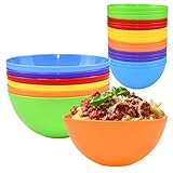 HEKOBAG 24 Piezas Cuencos de Plástico Grandes, 709ml Cuencos de Plástico Reutilizables para Microondas y Lavavajillas para Cereales Sopa Bocadillo Fruta Ensalada (6 Colore)