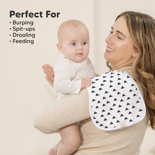 Image of Organic Burp Cloths Baby Boy & Girl - 5-Pack Super Absorbent Cotton Burping Cloths for Babies, Soft & Plush Newborn Spit Up Rags, Infant Towels for Milk Spit Up, Unisex, Large 21 inch x 10 inch (Crossroads)