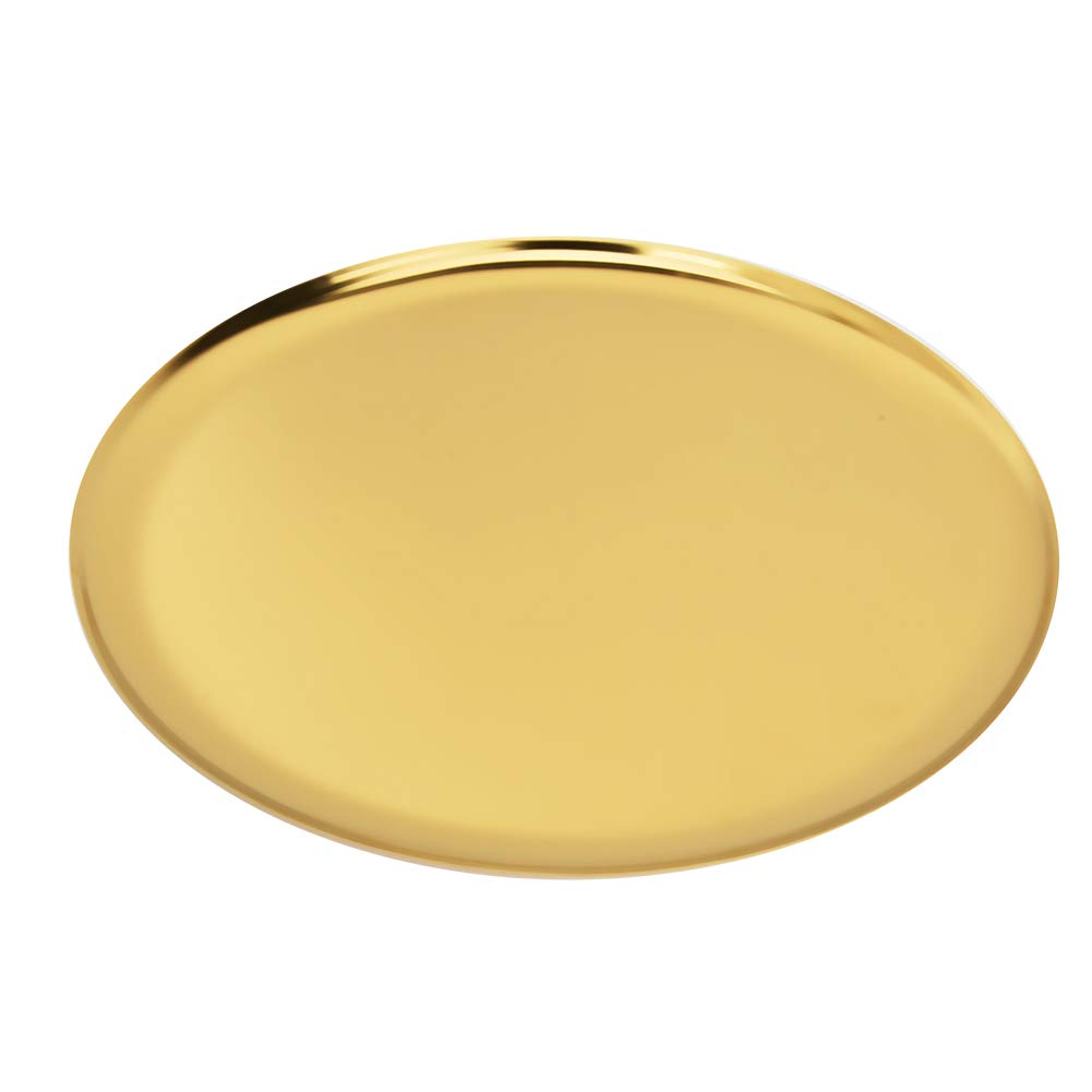 WEKONUMEX Food Serving Tray, Round Stainless Steel Serving Tray Multicolor for Tea Fruits Candy Jewelry