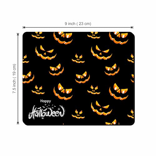 Image of Happy Halloween Pumpkin Mouse Pad - Spooky Jack-O'-Lantern Design, Non-Slip Rubber Base, 9 x 7.5 Inch
