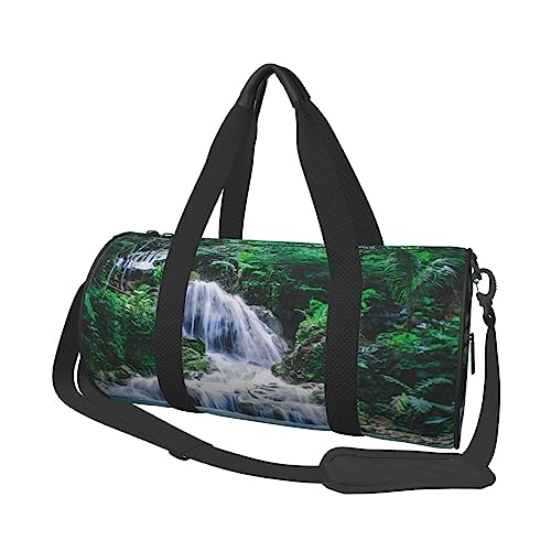 Sac de voyage rond Sates of Water noir, sac de gym imprimé et sac de fitness en taille unique.