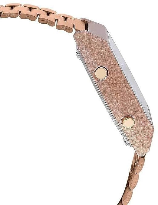 Image of Digital Watch with Rose Gold Dial and Metal Band, Water Resistant