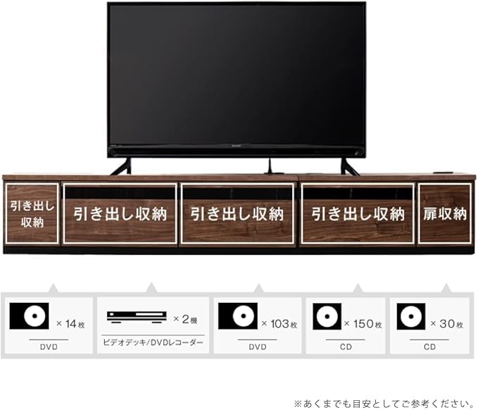 Amazon｜タンスのゲン テレビ台 幅240cm【150+90cm】 完成品 ブラウン