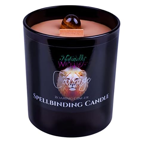 Naturally Wicked Spellbinding Courage Candle | Crystal Spell Candle | Scented With Roaring Ginger | Inc Unique Candle Gift Box Cover