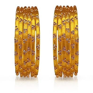 GenericCrown Export Glass Bangles Set For Women & Girls | Stylish & Glossy Finished Glass Bangles | Zircon Stone Women's Bangles | Daily Use/Office/Wedding Bangles