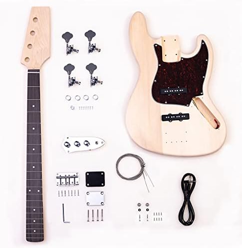 DIY Bass Guitar Kit,JB Bass Guitar,4 String Right Handed with Basswood Body,Build Your Own Bass Guitar.