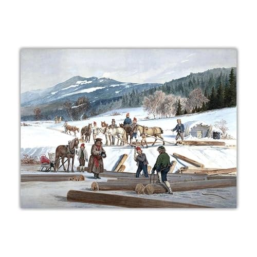 Peinture sur toile Eckersberg Bois de transport, œuvre d'art esthétique de salon avec cadre