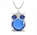 Exwking Trendy Necklace Crystal Jewelry Statement Women Silver Owl Chain Long Necklaces(blue)