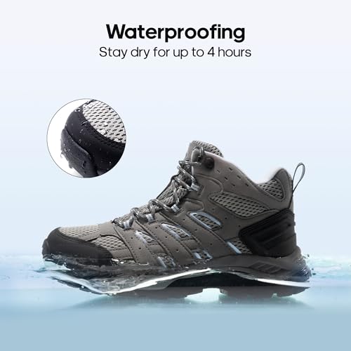 NORTIV 8 Damen Wanderschuhe Trekkingschuhe Atmungsaktiv Schuhe Outdoorschuhe rutschfeste Hiking Boots Wanderstiefel,Size 40,Dunkelgrau-Wildleder,SNHB2212W