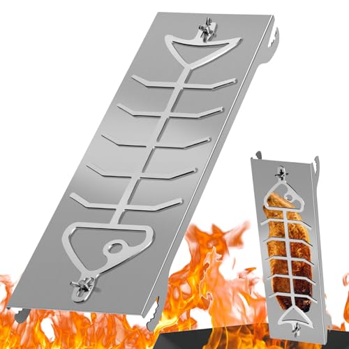 WUCHAITOO Soporte de Acero Inoxidable para braseros y barbacoas con Grosor de Pared de hasta 6 mm y 5 Niveles, Resistente al Fuego, Tablas de salmón Flameado, barbacoas en Camping y barbacoas