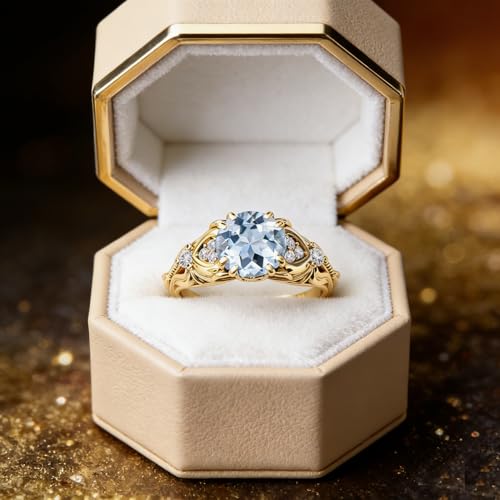 Image of Gemstone Vintage Rings for Women s925 Sterling Silver Round Cut 1.0 Carat Gemstone with Moissanite Promise Engagement Anniversary Ring for Her