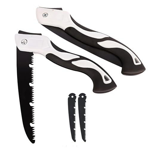 ZSMJAER Sierra Plegable,Asa Antideslizante,Equipado con 2 Hojas de Sierra Afiladas,Sierra Plegable Multifuncional,Para Jardinería,Poda,Corte de Madera,Etc