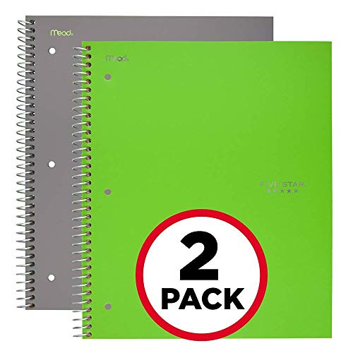 Five Star Spiral Notebooks, 1 Subject, College Ruled Paper, 100 Sheets, 11