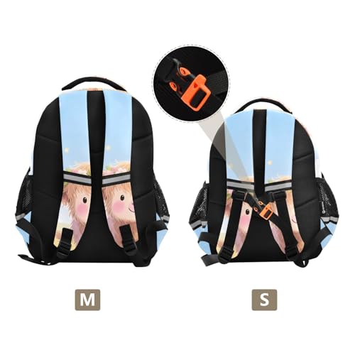 Kids Backpack with Whistle Strap & Reflective Strips Cow Spring Meadows Schoolbag for Ages 3-82