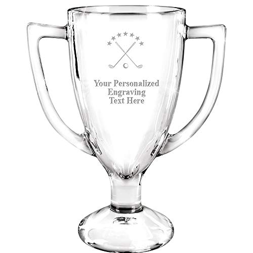 Personalized Glass Trophy, 7" Custom Engraved Golf Tournament Glass Cup Award #TOP12
