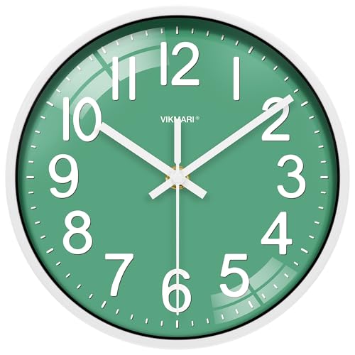 VIKMARI Petite Horloge Murale Verte Sarcelle de 20 cm, Horloge Moderne et inhabituelle pour Cuisine Salon Chambre à Coucher Salle de Bain Maison école Bureau
