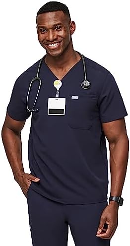 FIGS Leon Scrub Top for Men โ 3 Pockets, Tailored Fit, Modern V-Neck, 4-Way Stretch, Moisture-Wicking Men's Scrubs