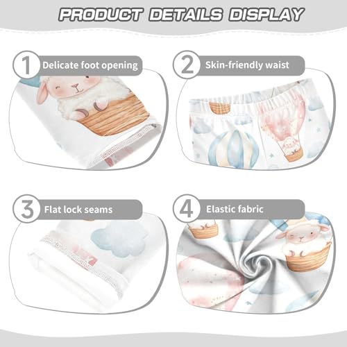 Lamb in Sky Girls Leggings,Workout Leggings for Girls Toddler Athletic Legging Size for 3-10T3