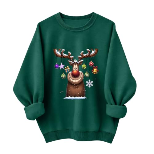 YNCSZEC Women's Christmas Sweatshirts Funny Long Sleeve Crewneck Pullover Xmas Holiday Printed Vintage Sweaters Tops Green comfy christmas sweatshirts S - image 5