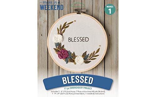 Image of Leisure Arts Embroidery Kit 6 inch Blessed Floral- Cross Stitch Kits for Beginners - Embroidery kit for Beginners - Embroidery Kits for Adults - Embroidery Kits for Adults