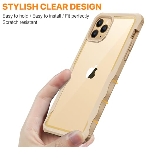 CENHUFO Privacy for iPhone 11 Pro Max Case, Full Body Phone Case with Built-in 9H Tempered Glass Privacy Screen Protector and Camera Lens Protector, Anti Peep Shockproof Bumper Clear Cover - Beige by CENHUFO - Used condition - Image 6