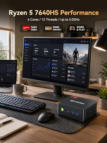 Image of GMKtec M6 Ultra Gaming Mini PC, AMD Ryzen 5 7640HS, 16GB DDR5, 1TB PCIe SSD | Radeon 760M, USB4, WiFi 6E, BT 5.2, DP And HDMI 2.0 Support Triple 4K Displays For PC Gaming, Office, Home And Creative Work