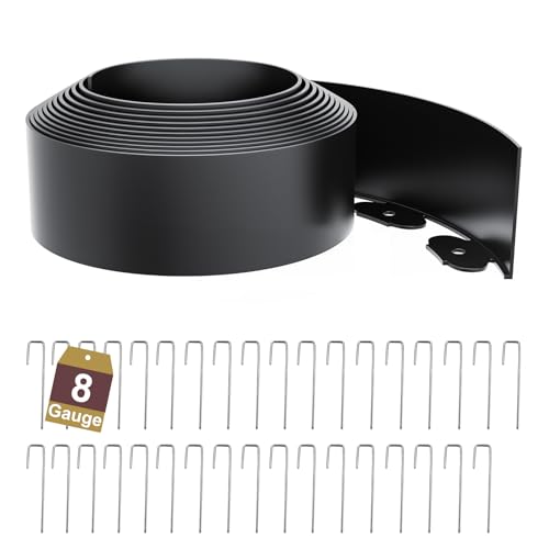 Landscape Edging Border 3 Inch Tall 25Ft with 35Pcs 8 Gauge Metal Spikes Plastic Garden Edging Border Garden Fence Border Lawn Edging for Landscaping Flower Bed Tree Ring Pathway