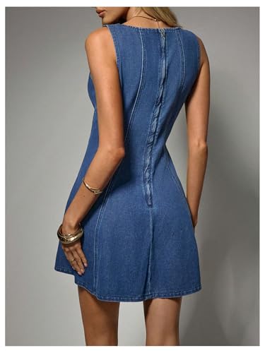 Floerns Women's Summer Denim Dress Sleeveless Square Neck Flare Cute A Line Dresses2
