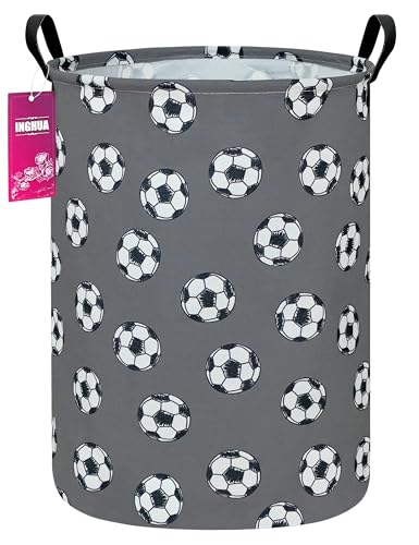 Image of Football Fabric Storage Bin Nursery Organizer Basket | Organizer Bin Dirty Clothes Collapsible Waterproof for College Dorms, Boys and Girls Bedroom,Bathroom