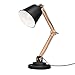 Tomons Swing Arm Desk Lamp, Natural Wood Table Lamp, Reading Lights, Work Lamp, Study Lamp with Retro Design for Living Room, Bedside - Black